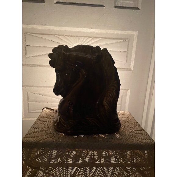 Vintage MCM Horse head TV Lamp/Planter Vase Brown Pottery  Works - Picture 16 of 16